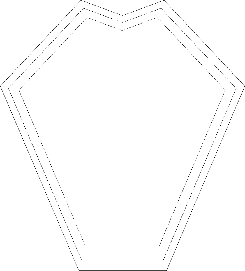 Rückenteil für Filz-Pad für selbstgenähtes Dart-Tag-Shirt.
Ausdruck auf A3